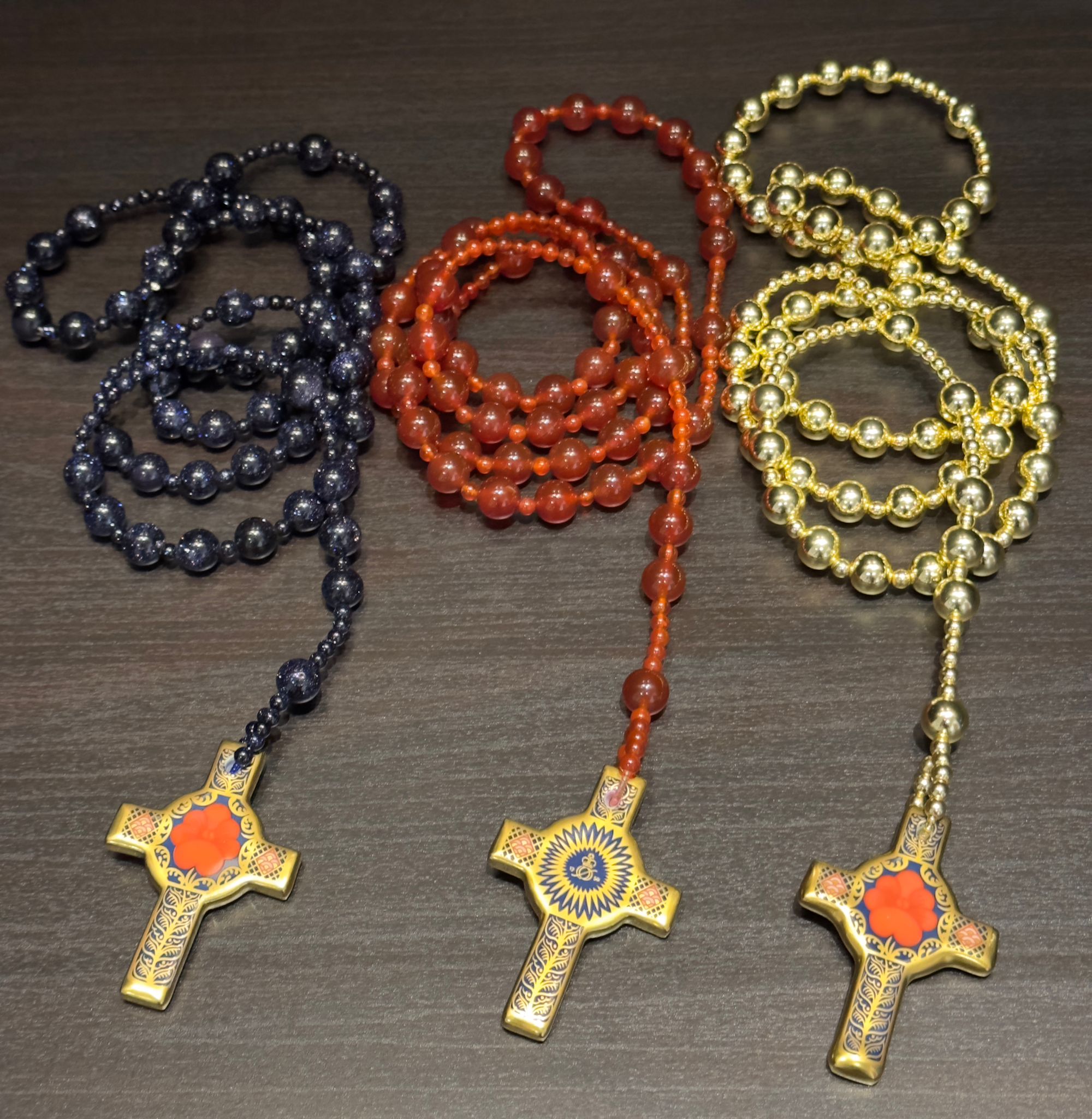 Old Imari Solid Gold Band Rosary Cross & Gold Beads 1st Quality - Image 8
