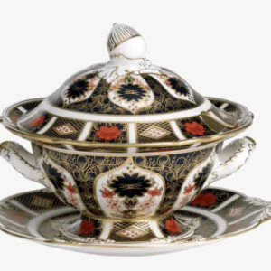 Old Imari Solid Gold Band Sauce Tureen & Stand - 1st Quality